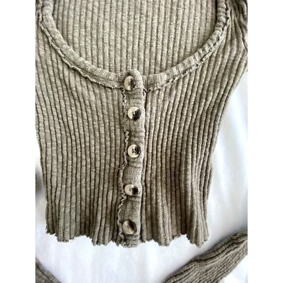 Womens Urban Outiftters Cropped Ribbed Long Sleeve Cardigan Size M - Picture 4 of 5